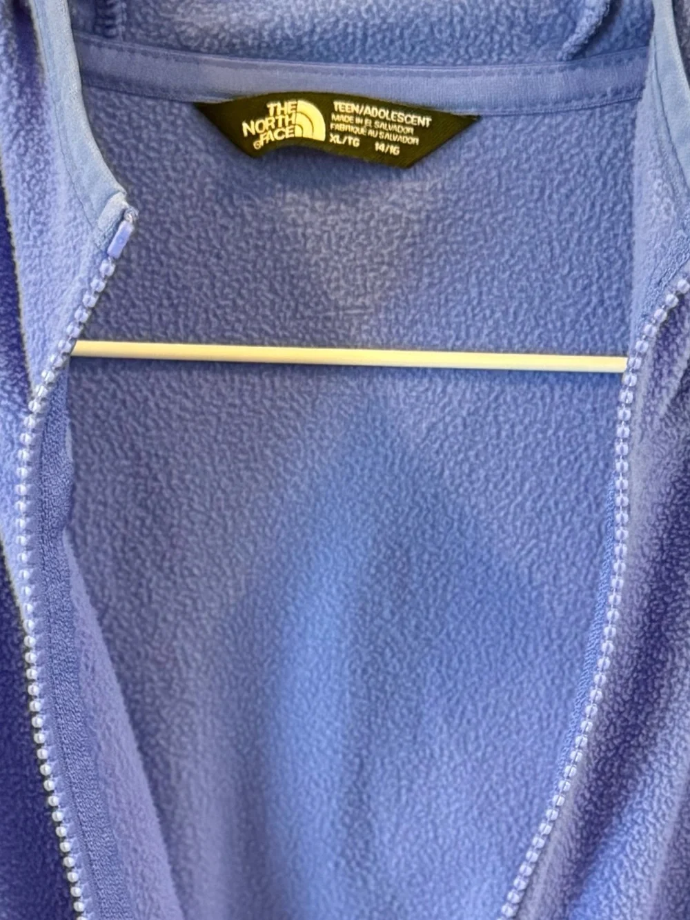 The North Face Girls XL Periwinkle Blue Fleece Full Zip Hooded Jacket
